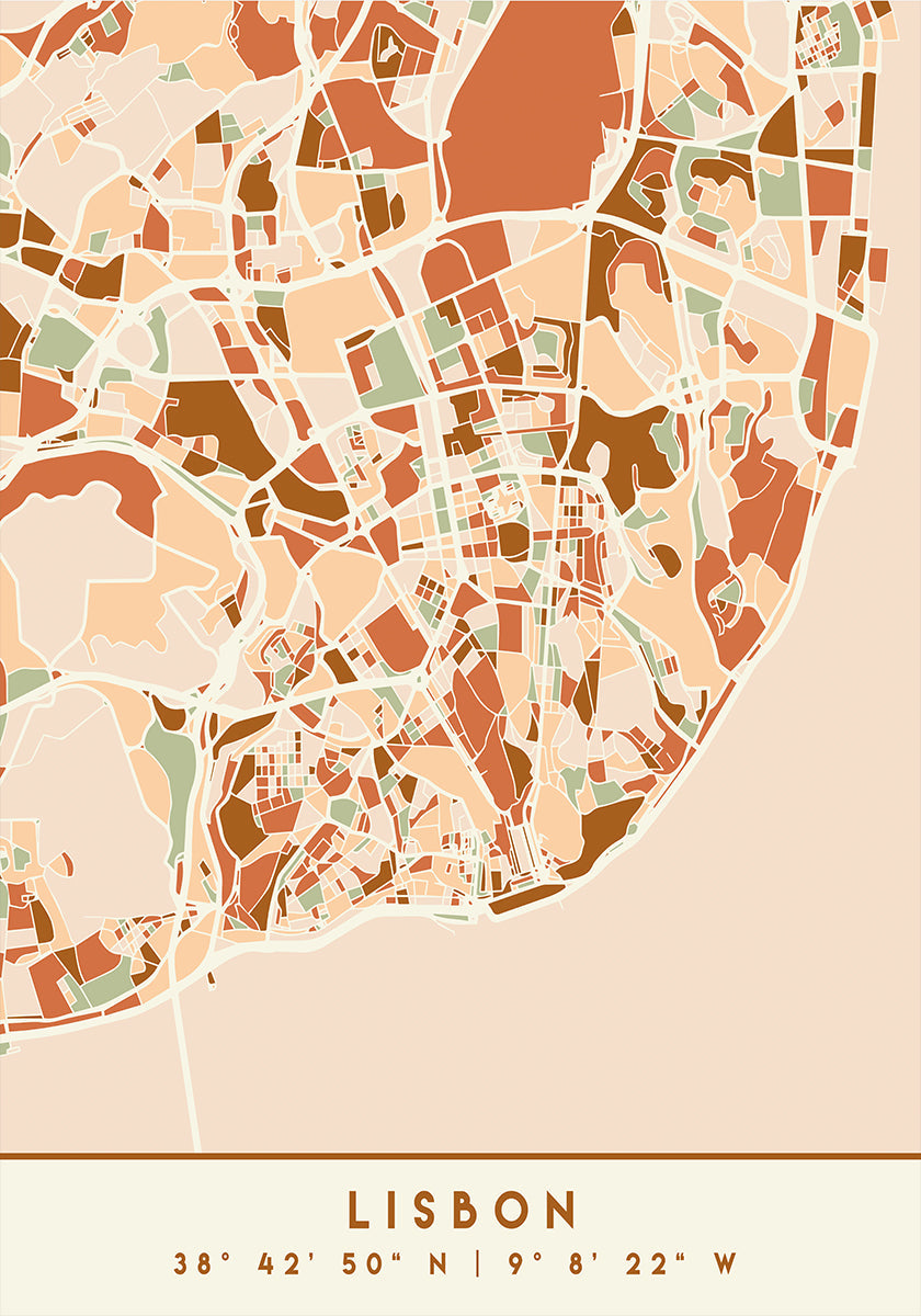 Black Maps Earth Tones 39 Poster