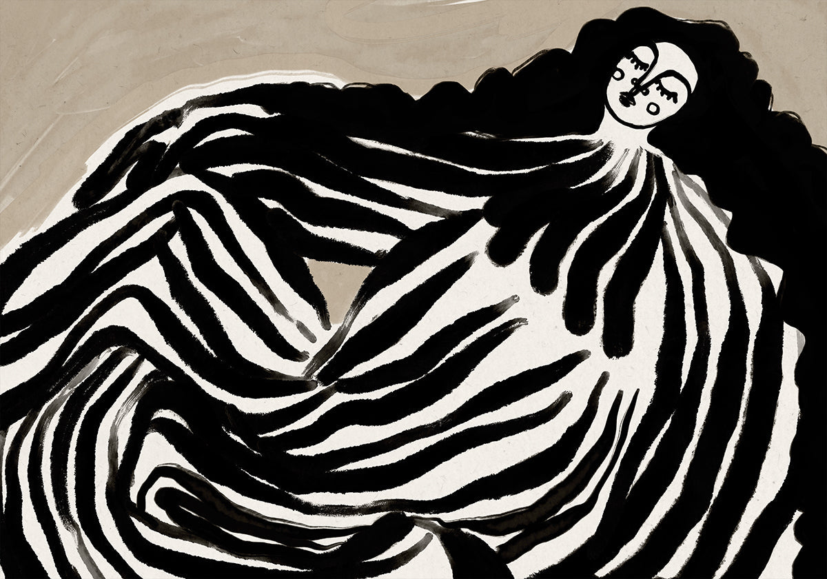 Monochrome Waves Poster