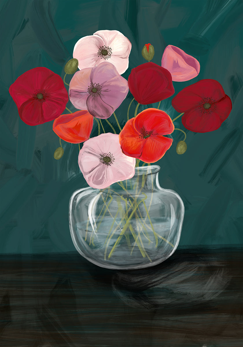 Vase with poppies