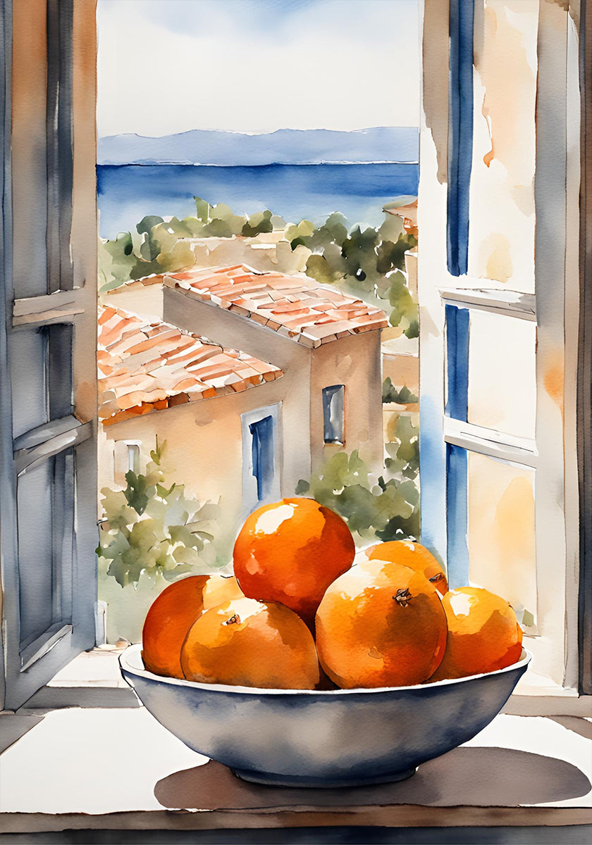 Orange bowl in the window Poster
