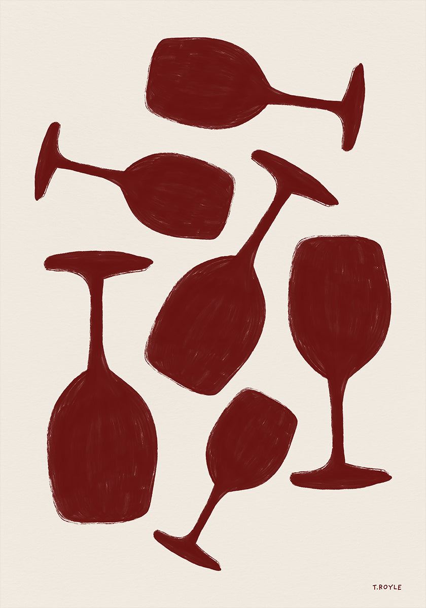 Abstract Wine Glasses Poster