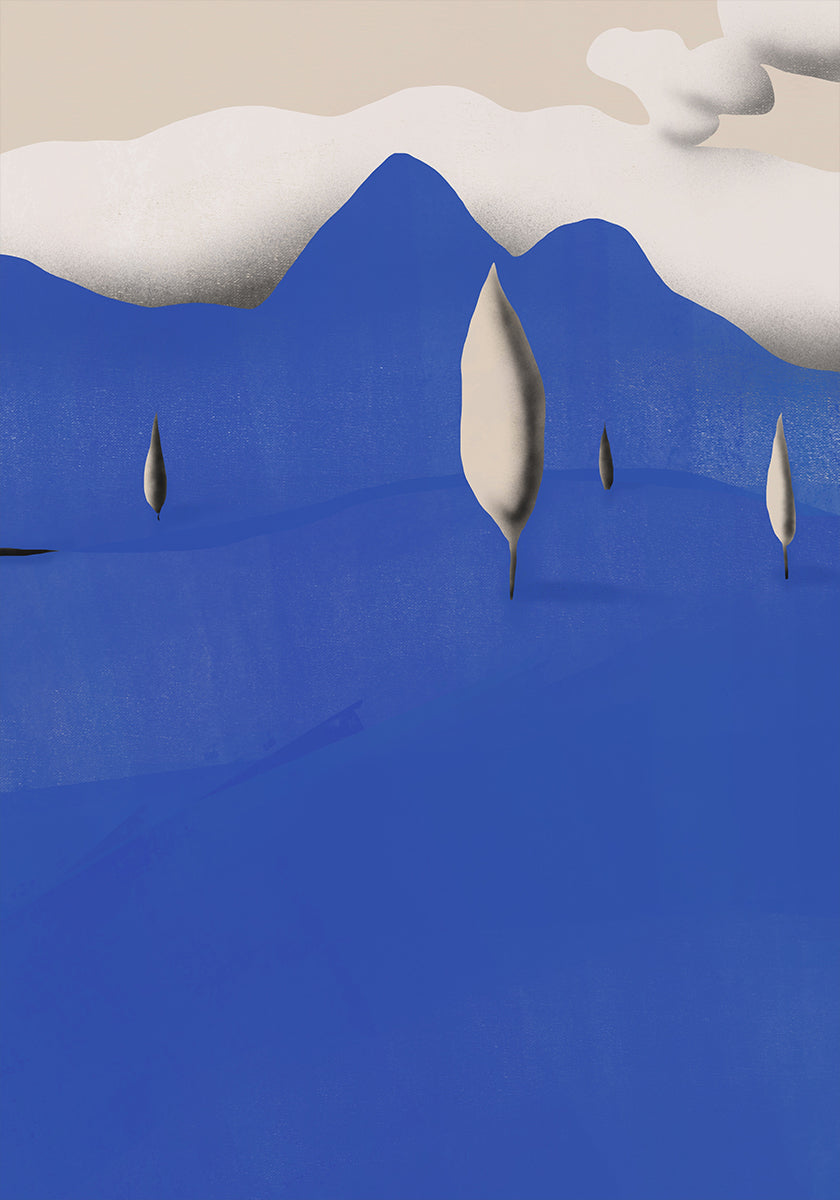 Surreal Landscapes With Blue Mountains Poster
