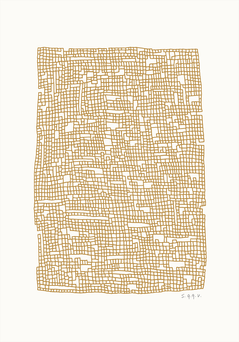Grid Dark Ocher Poster