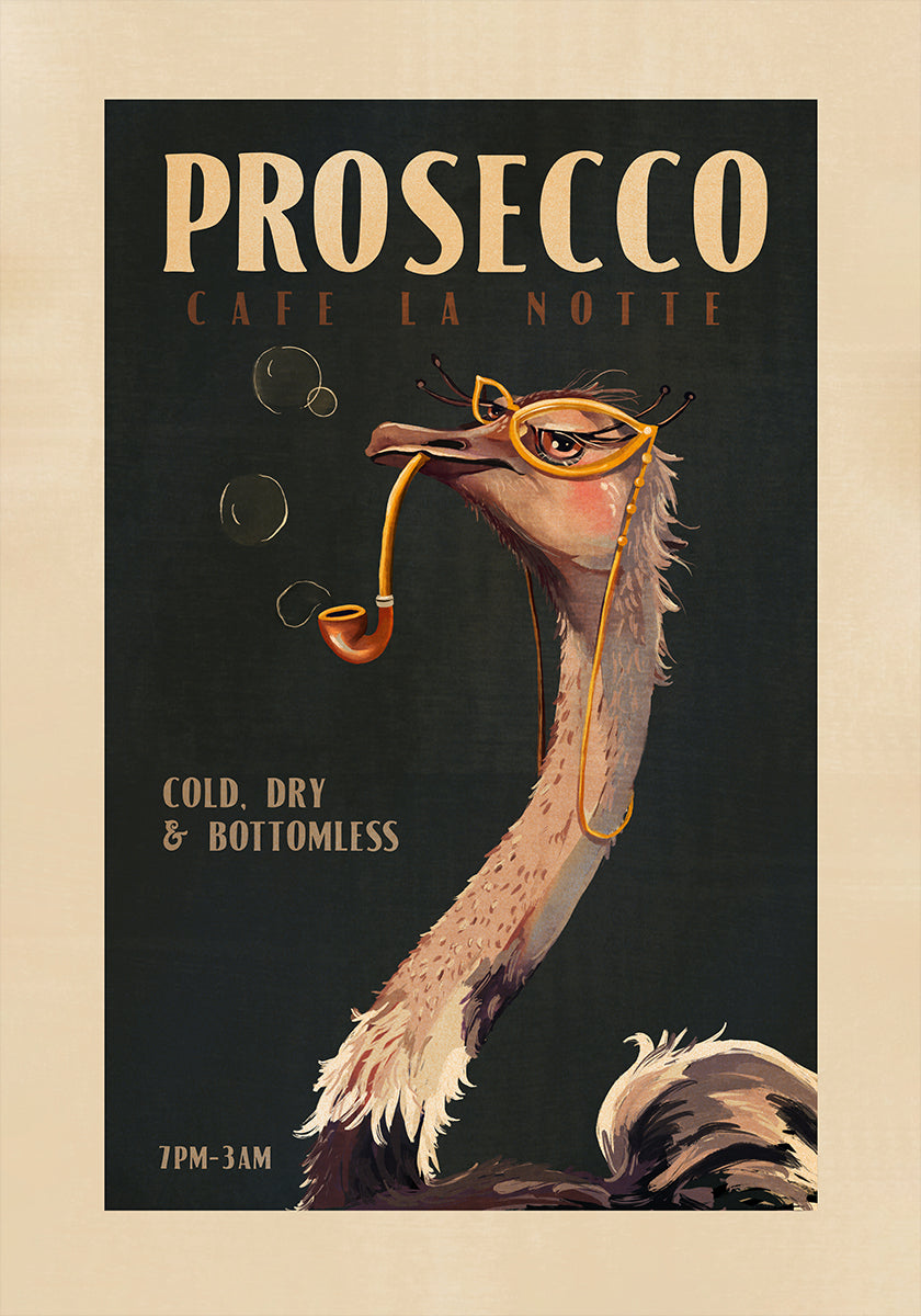 Art Deco Prosecco Wall Art Of An Ostrich Poster