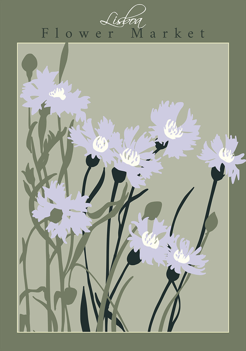 Flower Market Lisboa Cornflower Poster