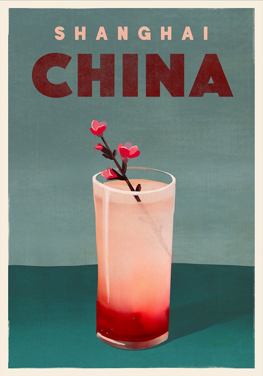 Travel Cocktail Shanghai China Poster