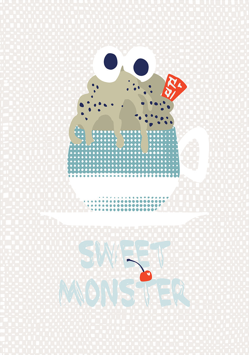 Sweet monster cupcake mint Poster