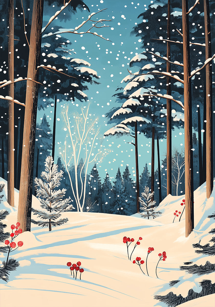Christmas Snowy forest Poster