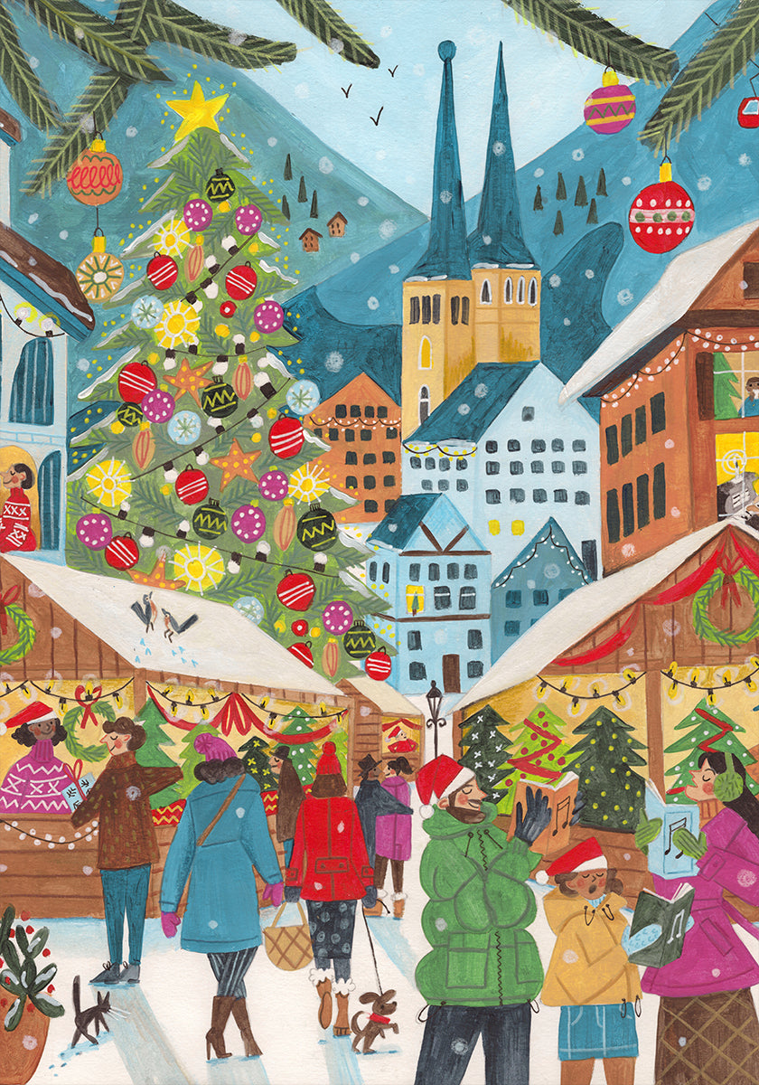 Christmas Market in the Village Poster