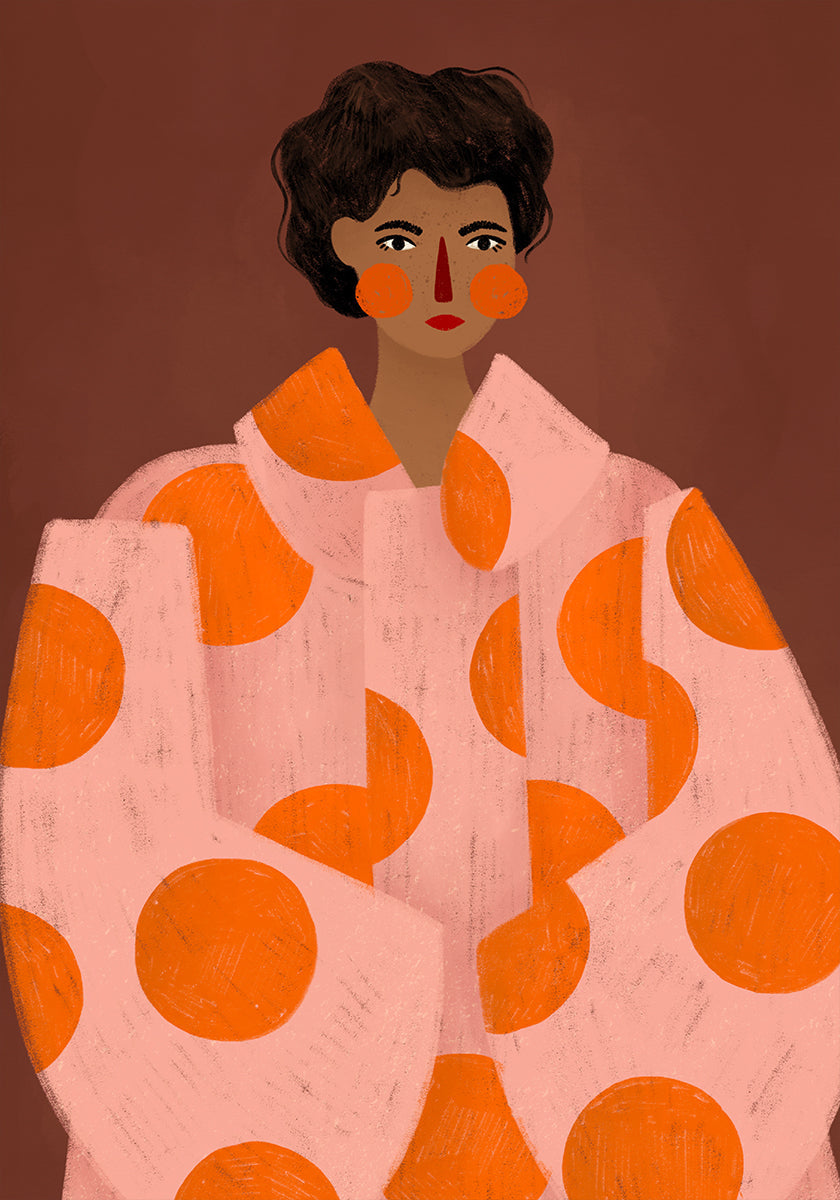 Woman With Orange Dots Poster