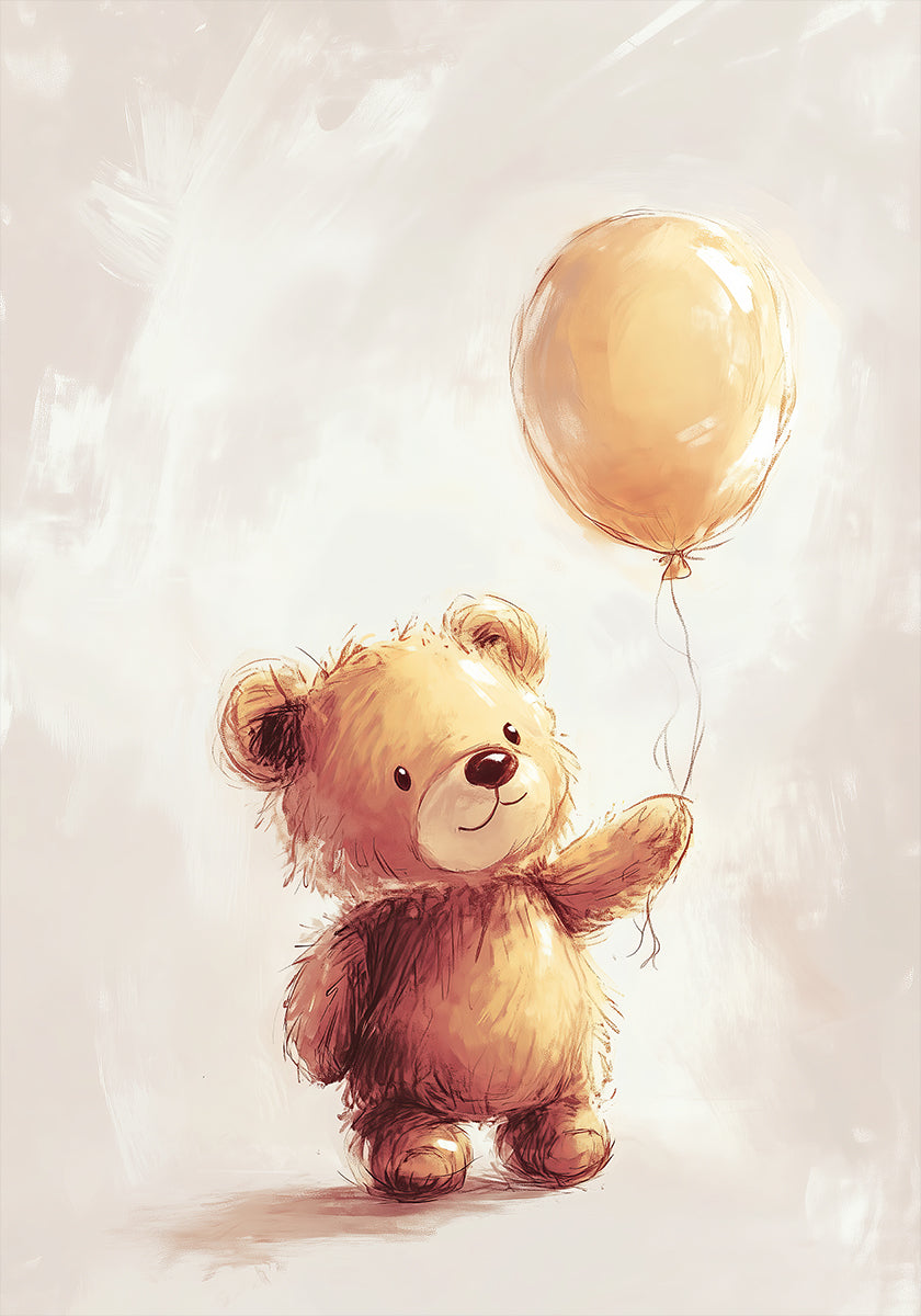 Teddy Bear and Balloon Poster