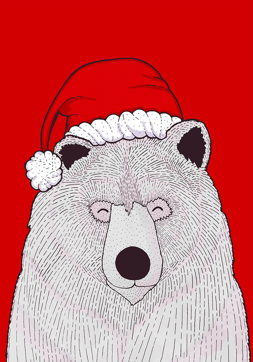 Santa red bear Poster