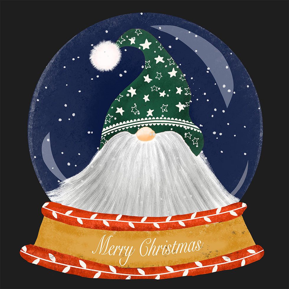 Christmas Santa Gnome Snow Globe - Merry Christmas Poster