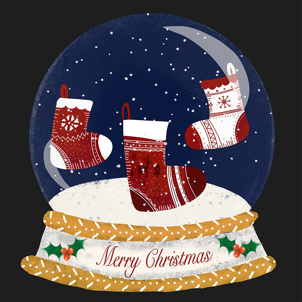 Christmas Stocking Snow Globe - Merry Christmas Poster