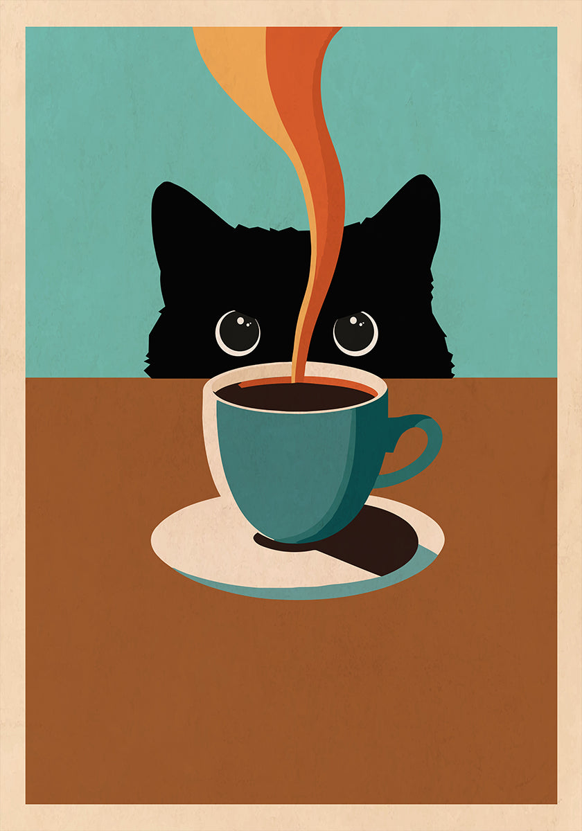 Cat & Coffee Poster