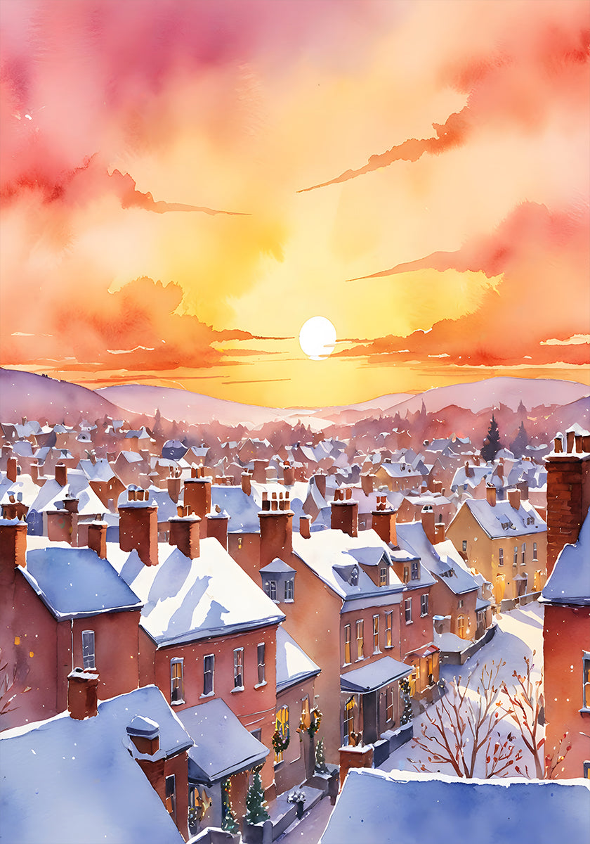 Snowy Christmas Morning Sunrise Poster