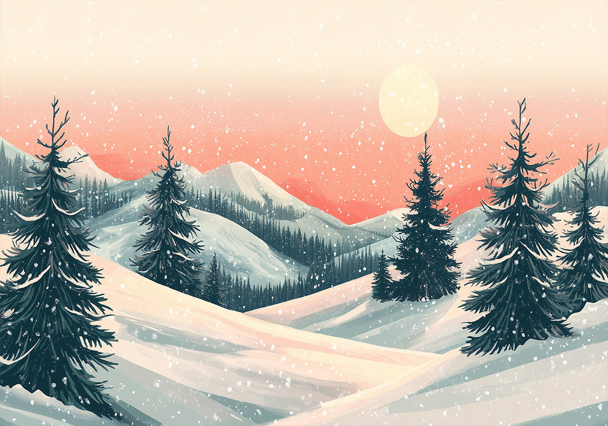 Snowy Winter Christmas Landscape Poster
