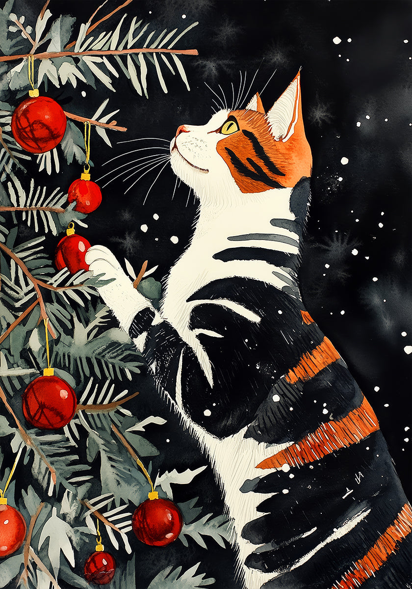 Cats Love the Christmas Tree Poster