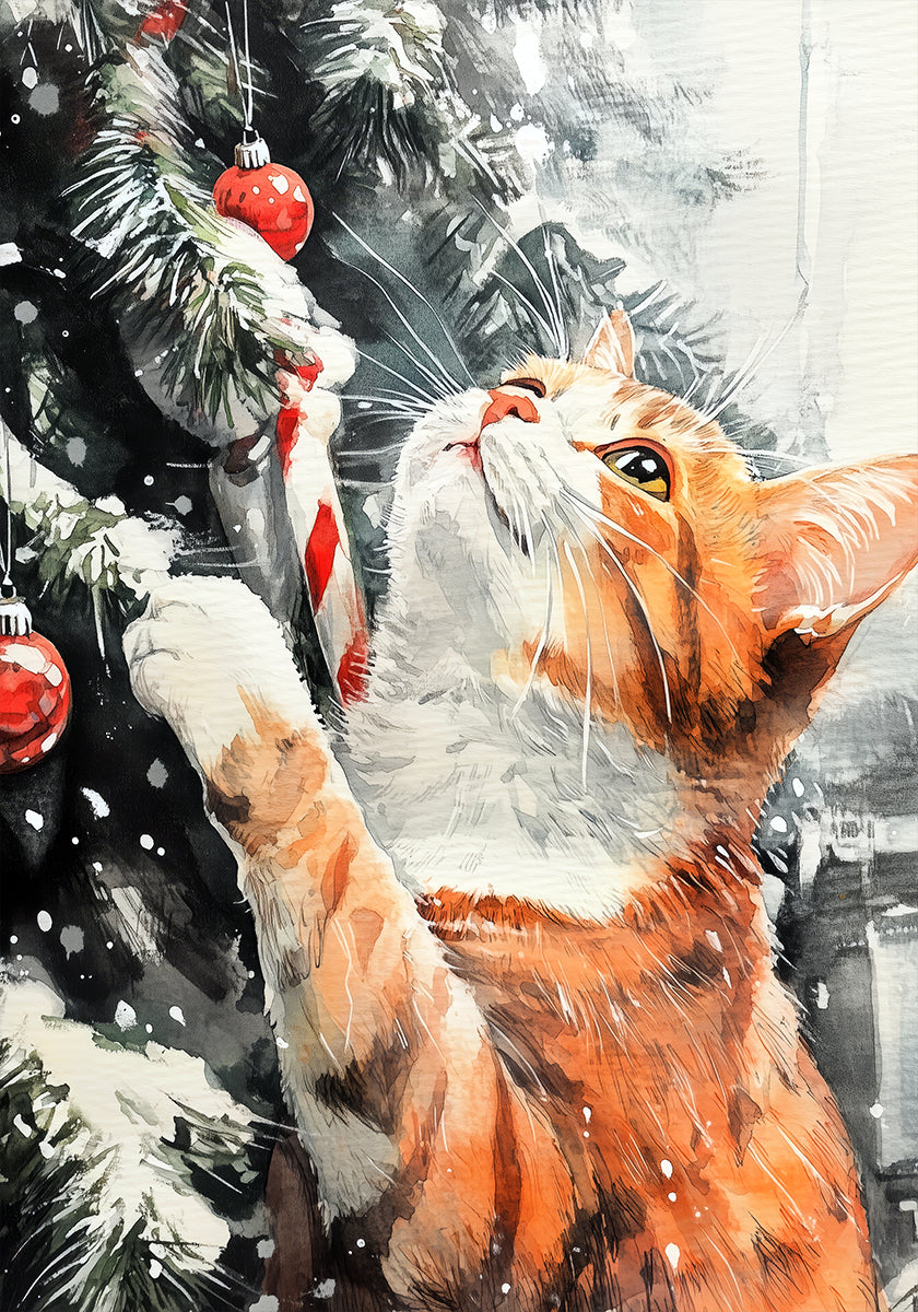 Cats Love the Christmas Tree Poster