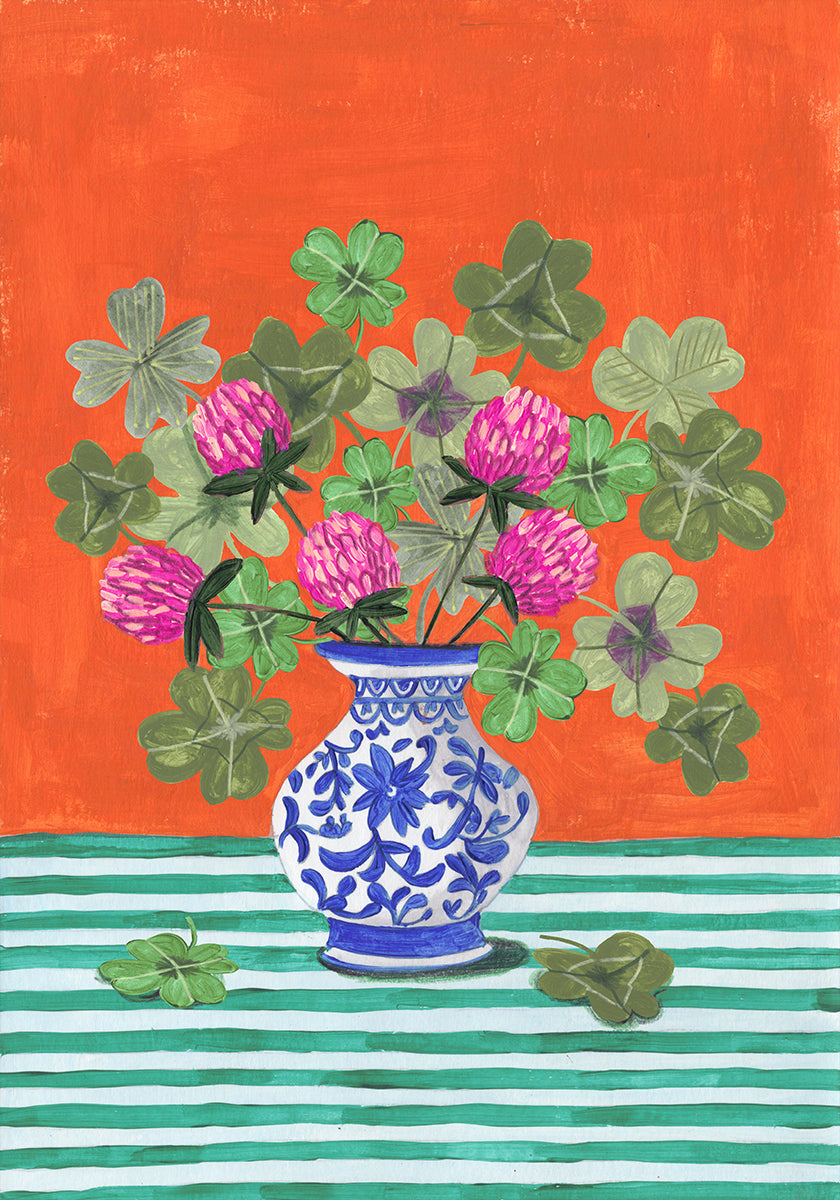 Clovers and Pink Blossoms Poster