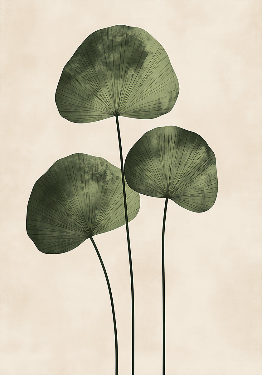 Green Leaves with Delicate Veins Poster