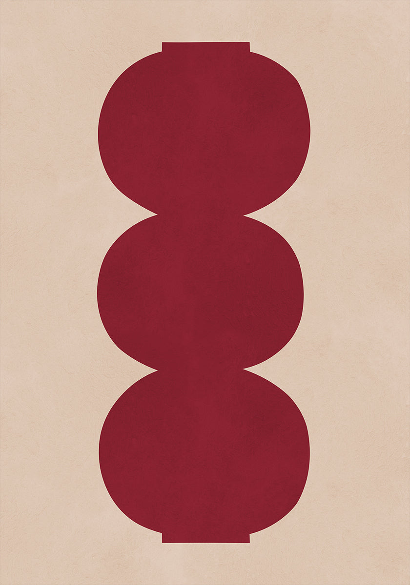 Crimson Symmetrical Shapes Poster