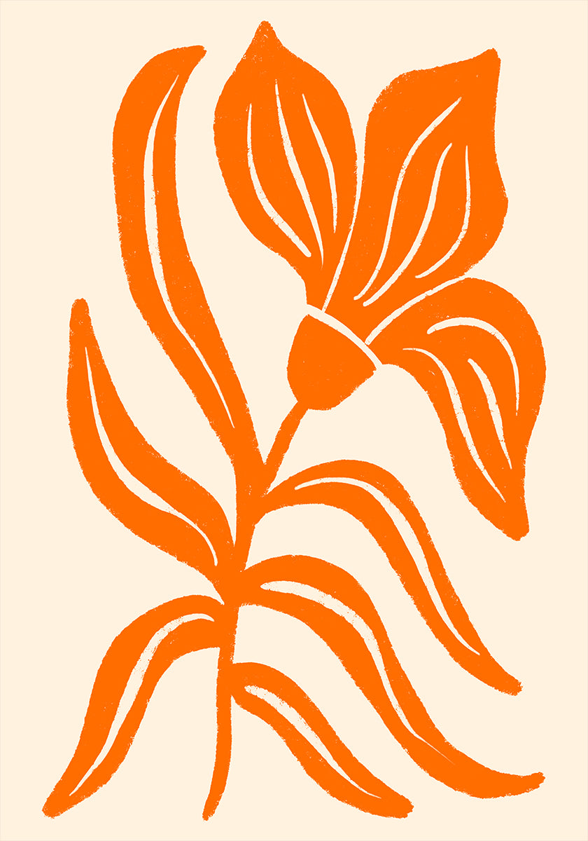 Abstract Orange Stylized Tulip Poster