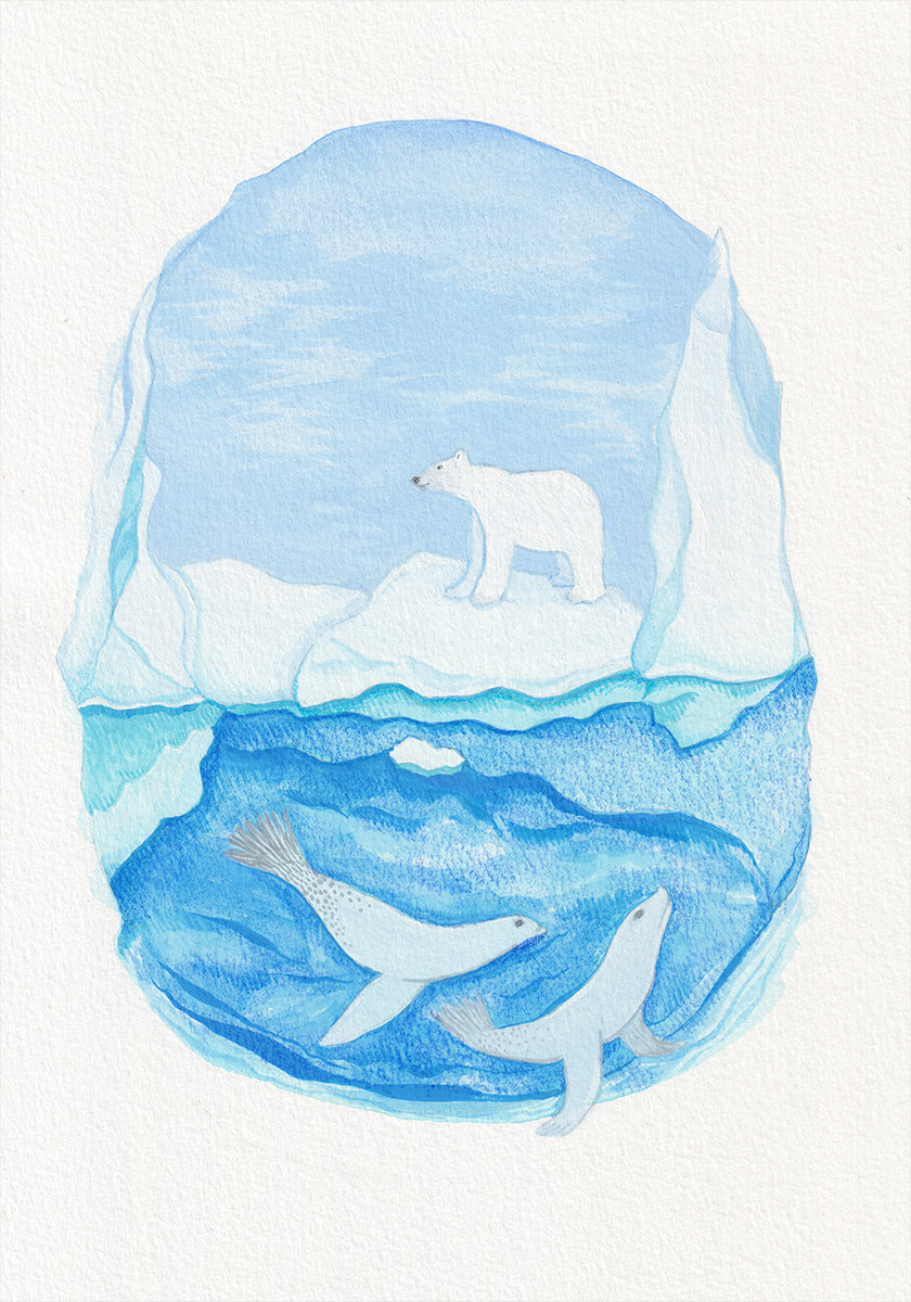 Arctic Life - Frozen Seas - Polar Bear and Seals Poster