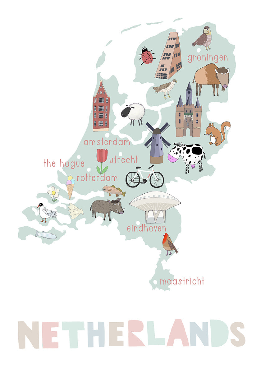 The Netherlands Illustration by Artist Carla Daly Poster