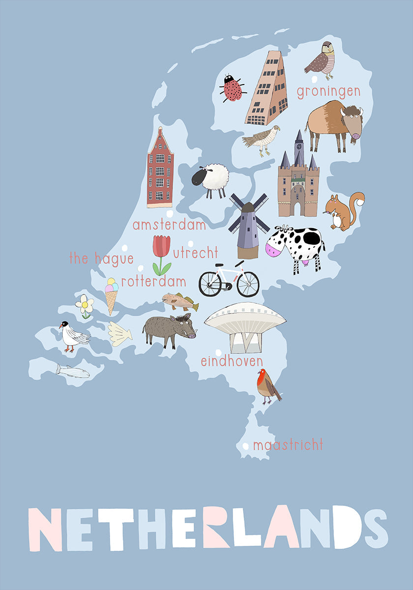 The Netherlands Illustration by Artist Carla Daly Poster