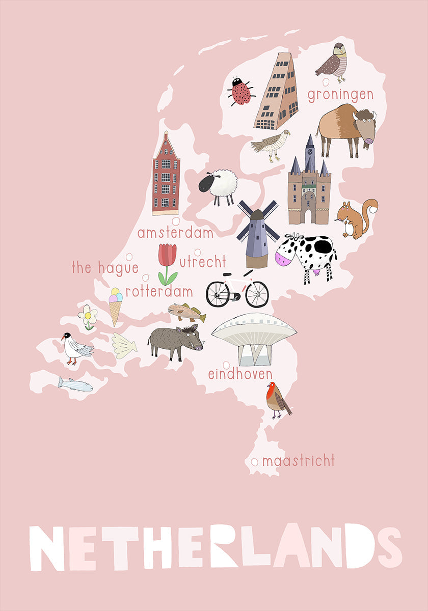 The Netherlands Illustration by Artist Carla Daly Poster
