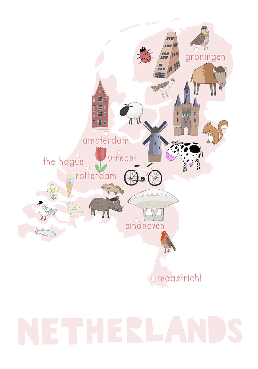 The Netherlands Illustration by Artist Carla Daly Poster