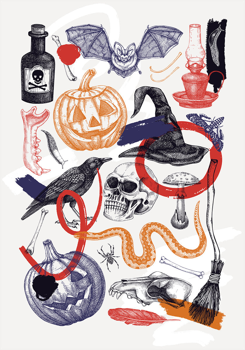 Halloween Collage Art Poster