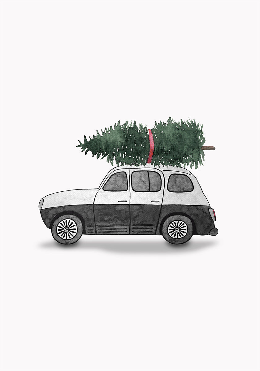 Poster 60x90 Juniqe 0002 Weihnachtsauto Schwarz Poster