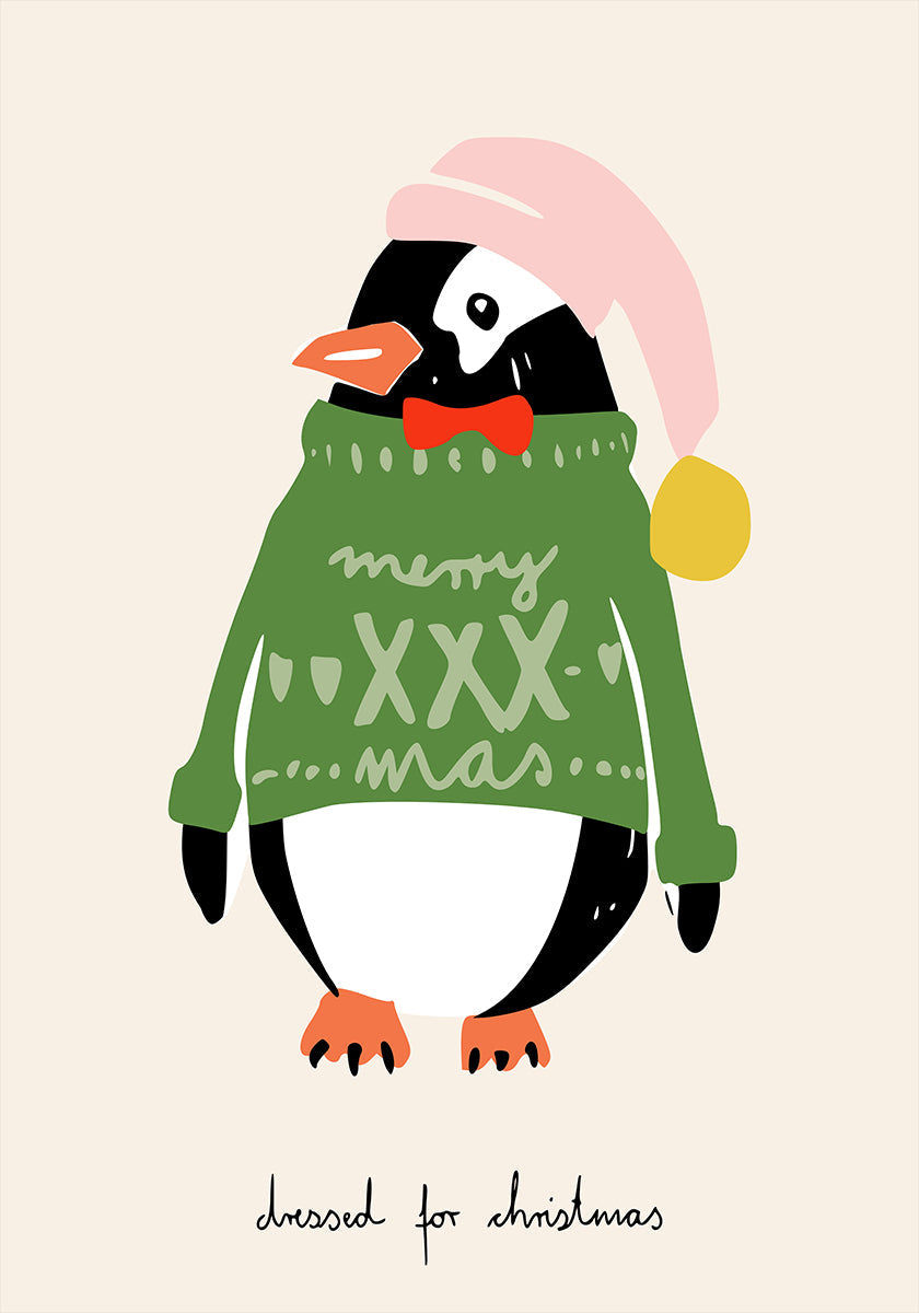 Dressed up for Christmas Festive Penguin Poster