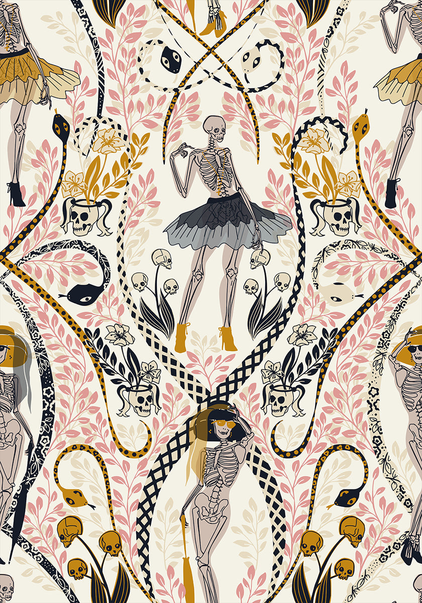 Gothic fashionista antique white pattern Poster