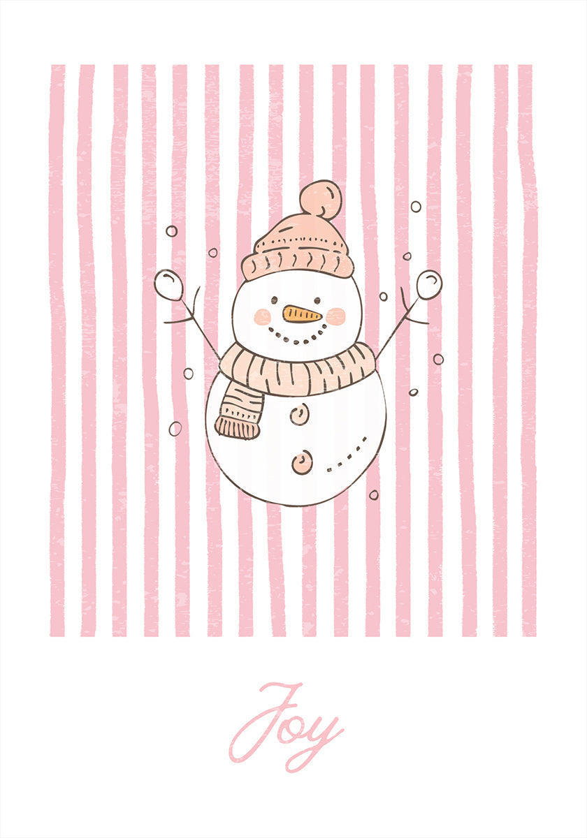 Snowman Joy - Pink Stripes Poster