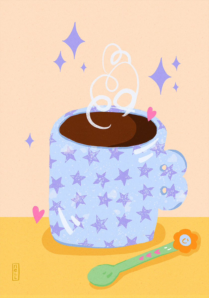 Coffee Time Retro Illustration Poster