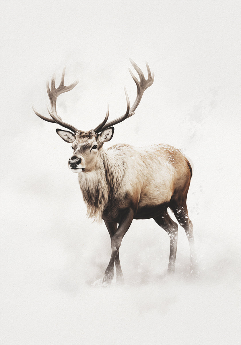 Reindeer In Snow Poster
