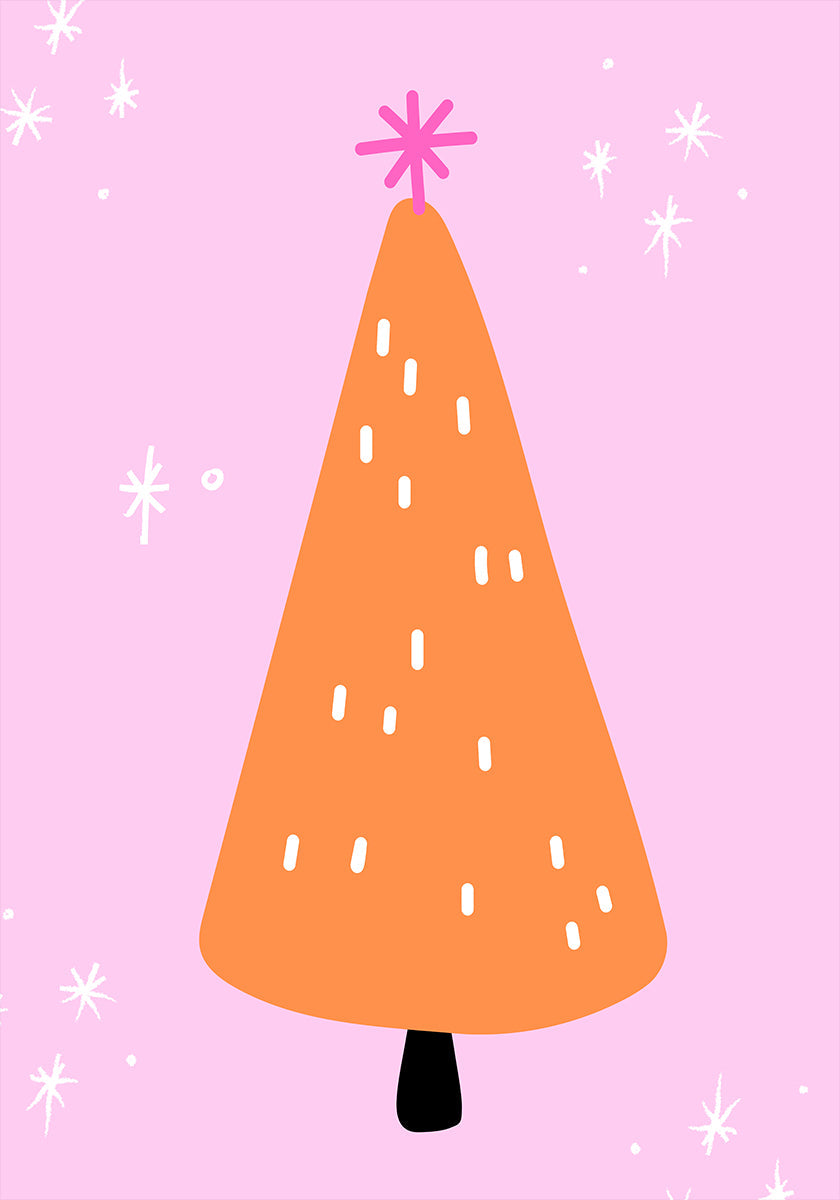 Orange Tree with pink and stars Poster