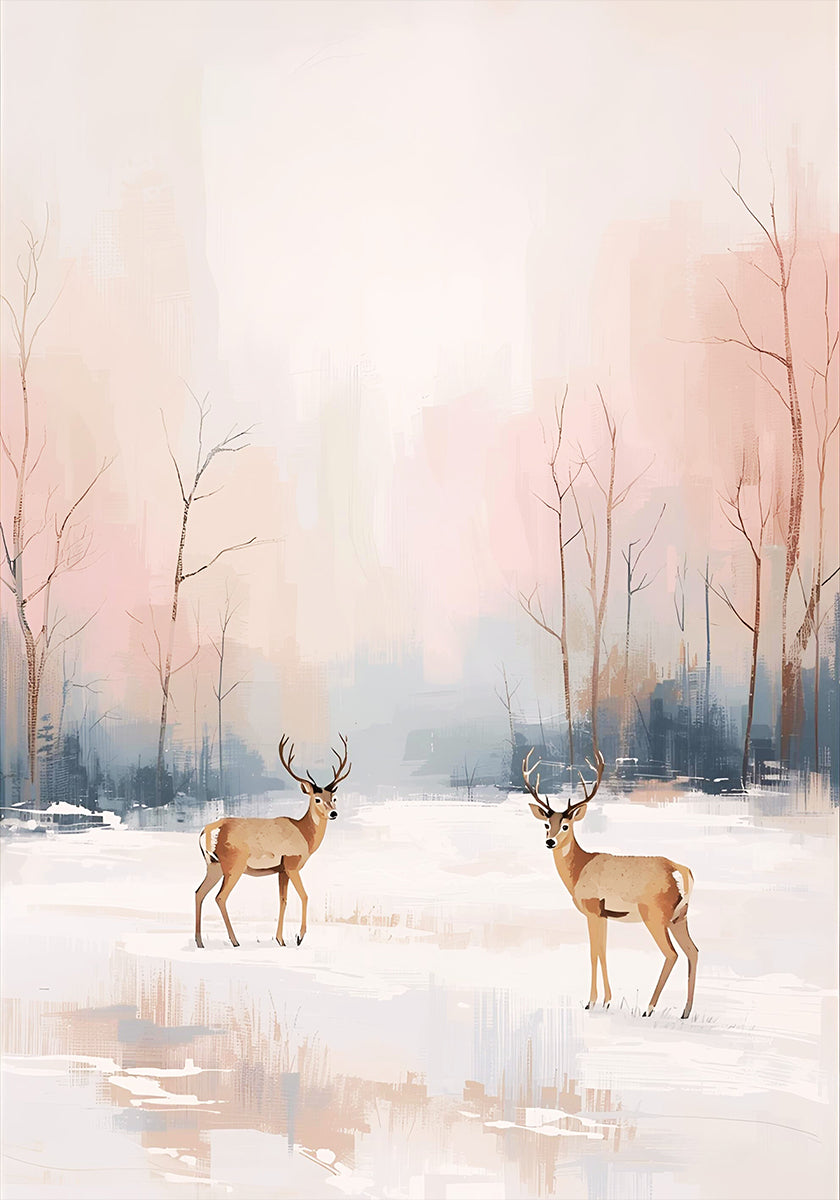 Deer in Winter Poster