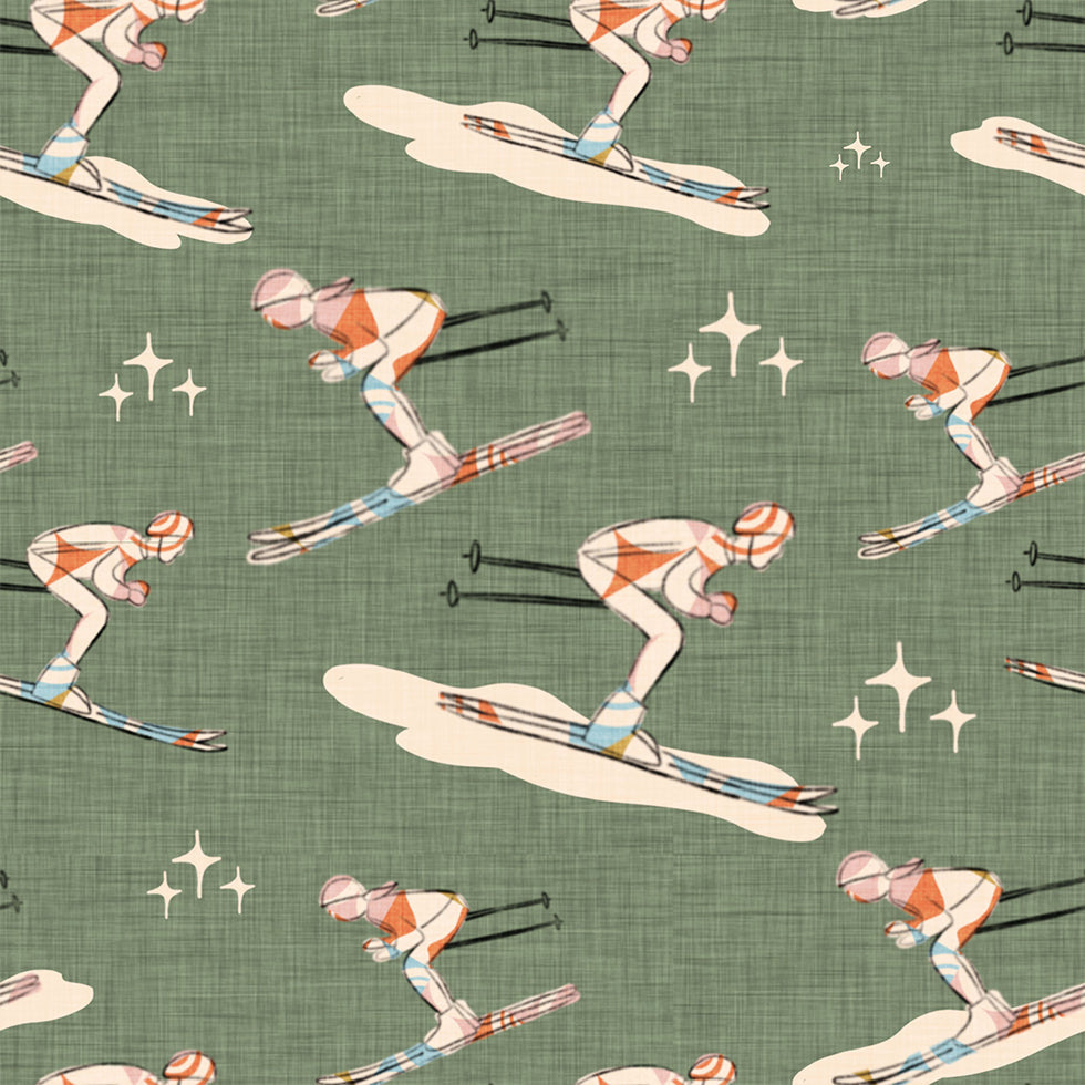 Winter Sports Retro Vintage Ski Blue.png Poster