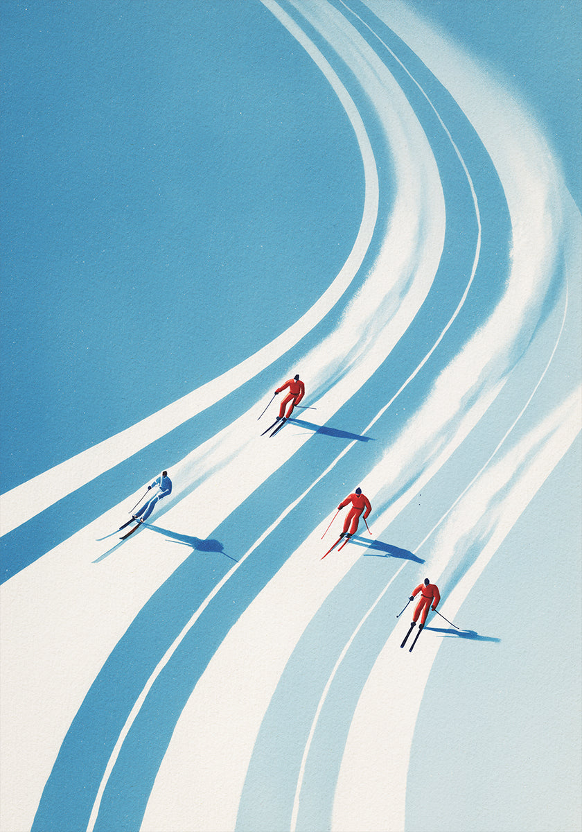 Four Skiers Poster