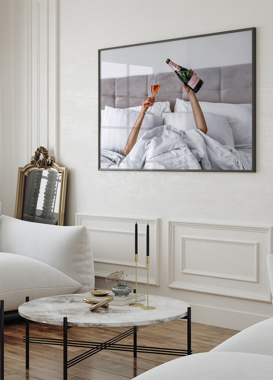 Champagne in Bed Poster - Posterbox.no
