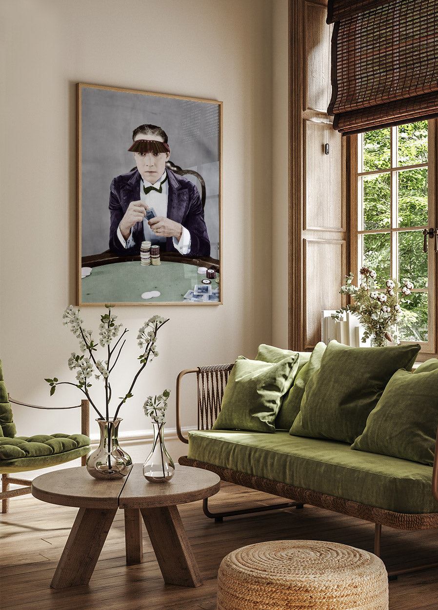 Gambler at Card Table Vintage Poster - Posterbox.no