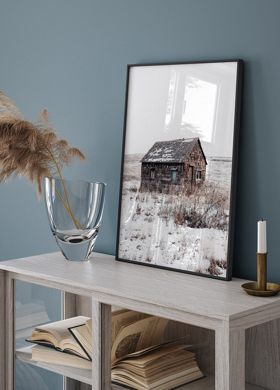 Sandhills Cabin in Snow Poster - Posterbox.no