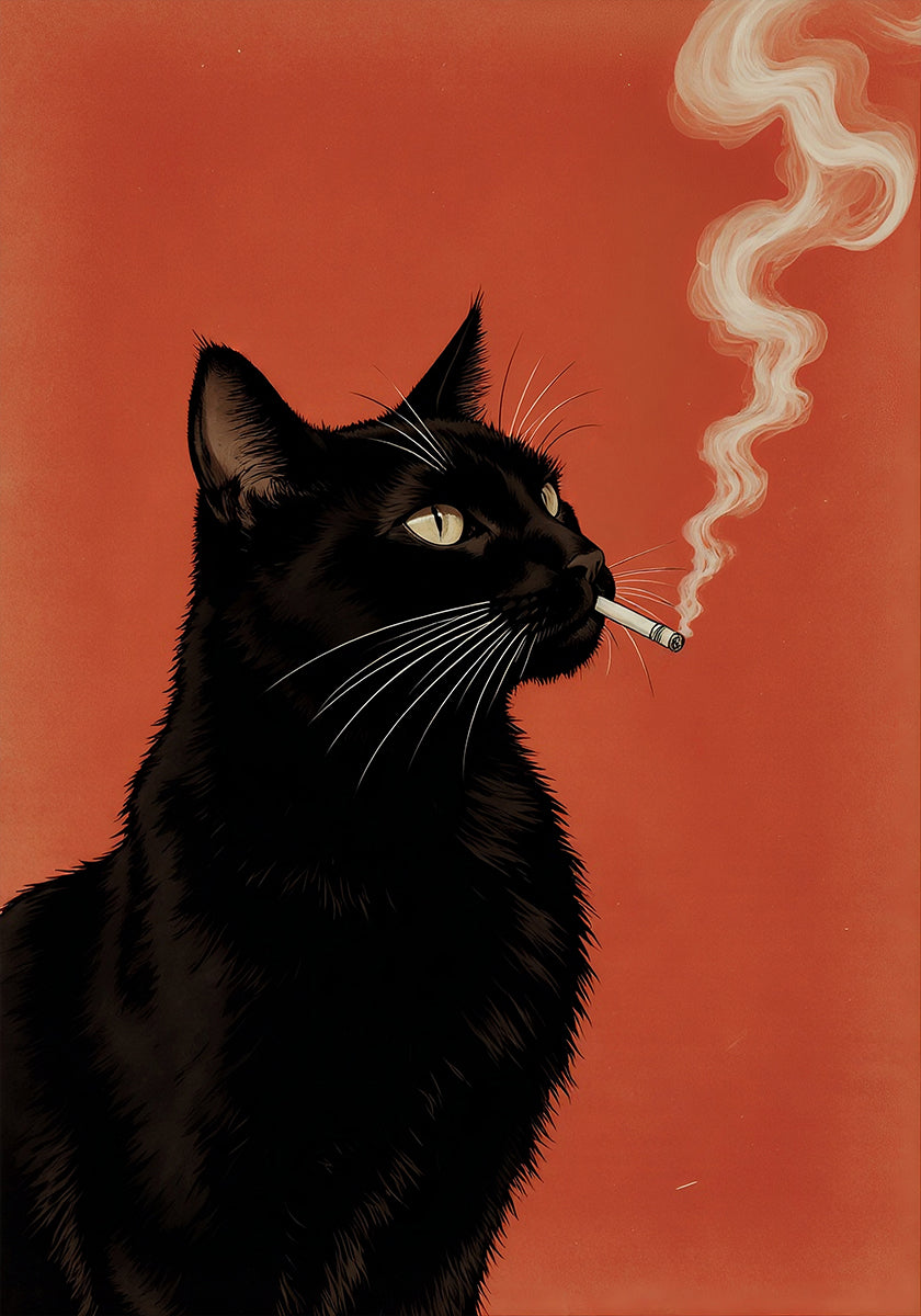 Smoking Midnight Cat  Poster - Posterbox