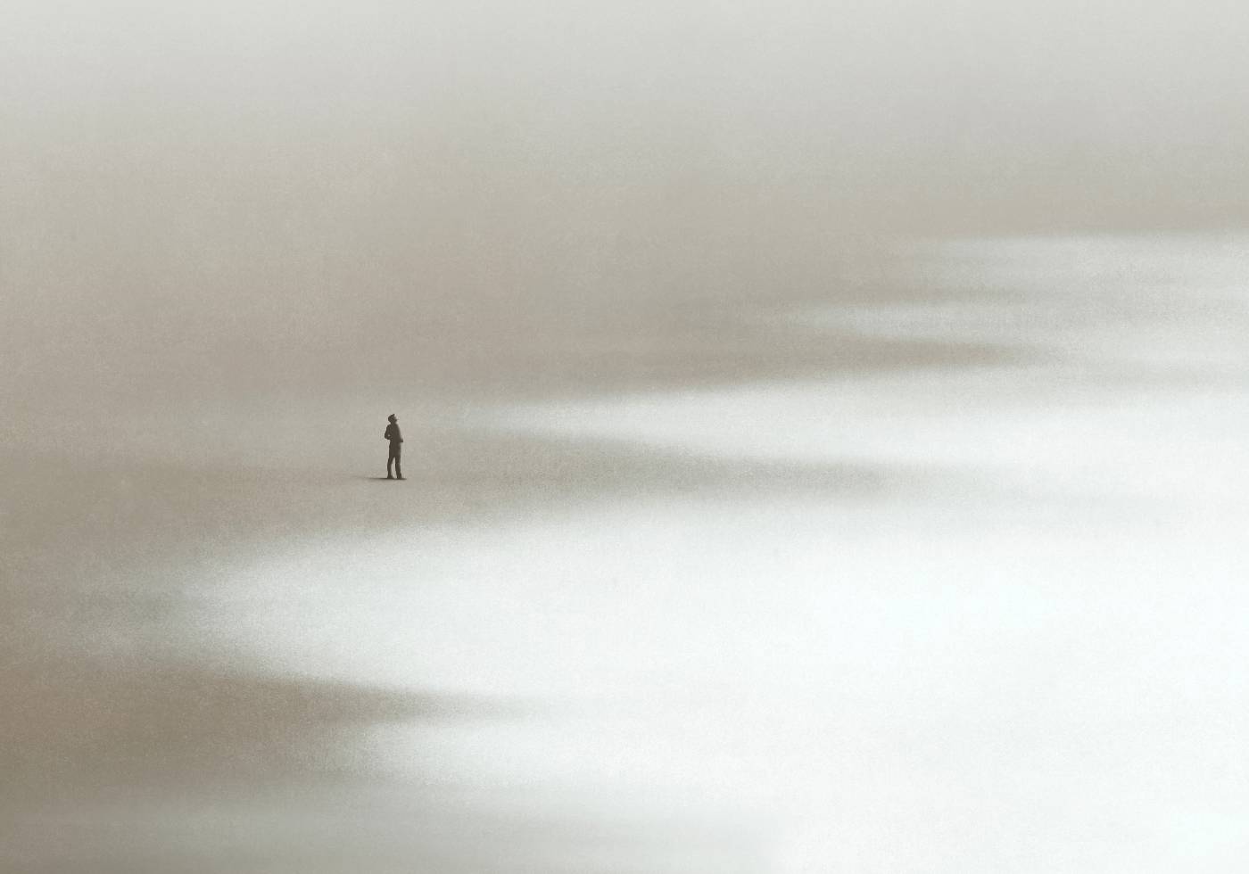 Lonely Man Walking the Beach Poster - Posterbox.no