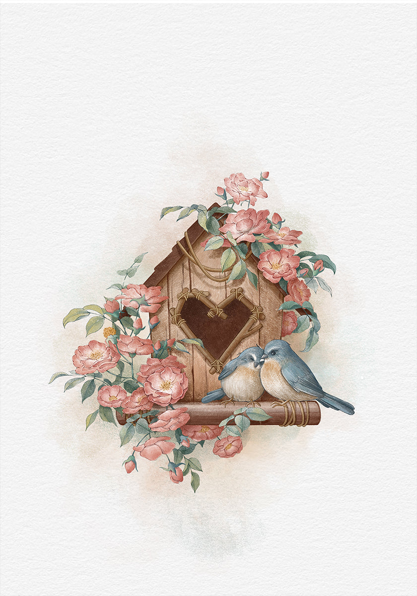 Bird House and Rose Plakat - Posterbox