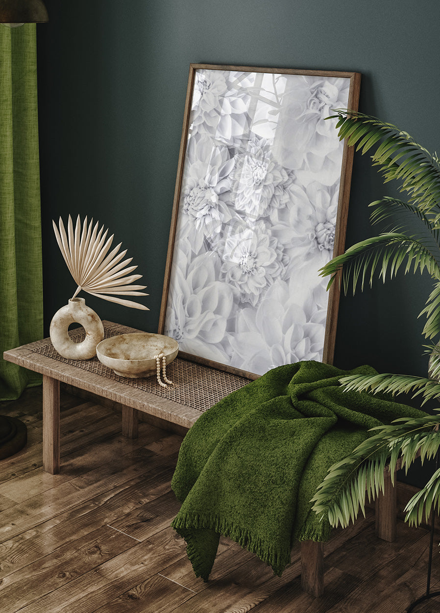 White Calm Flowers Poster - Posterbox.no